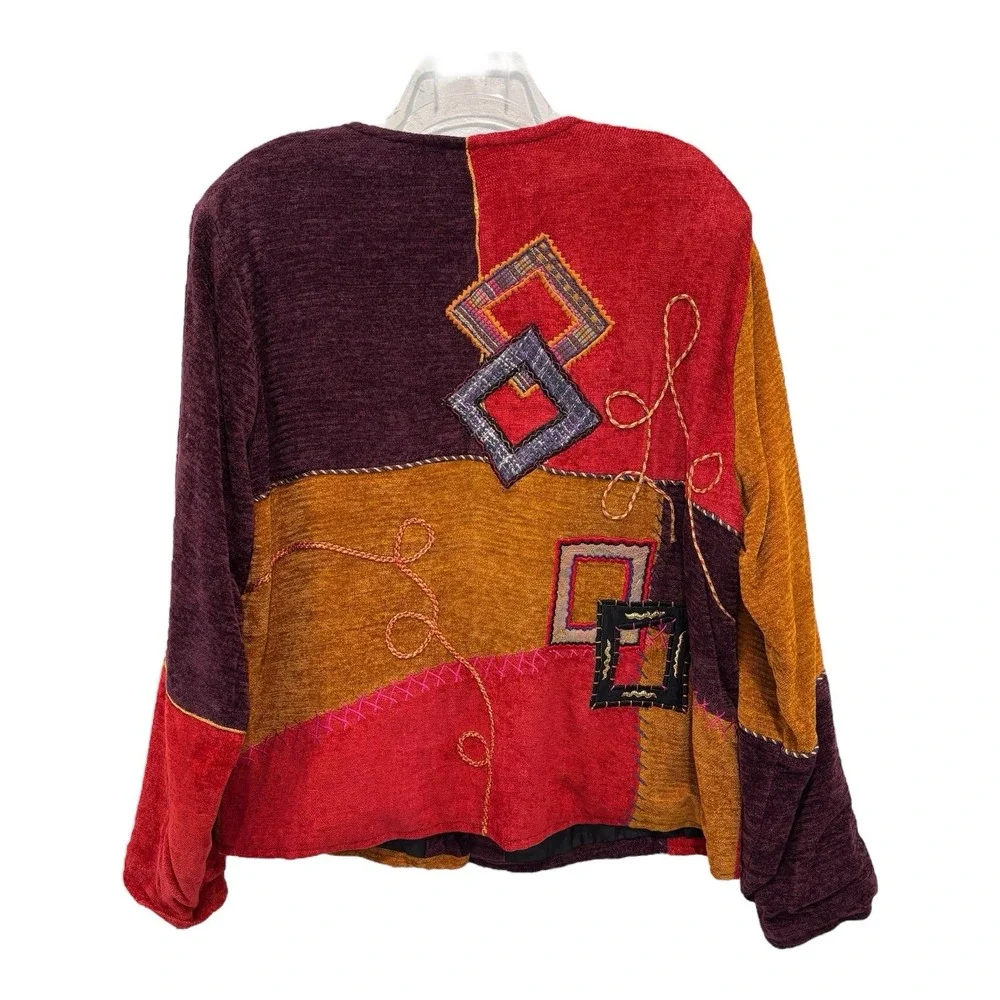 Daniel K Jacket‎ Womens XL Multicolor Patchwork Wearable Art Abstract Geometric